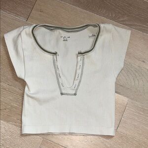 Urban Outfitters Cream Ribbed Crop Top